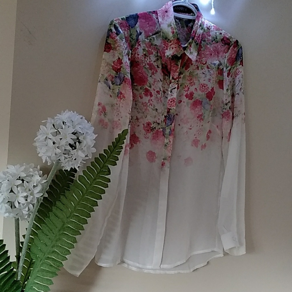 Sheer Floral print blouse